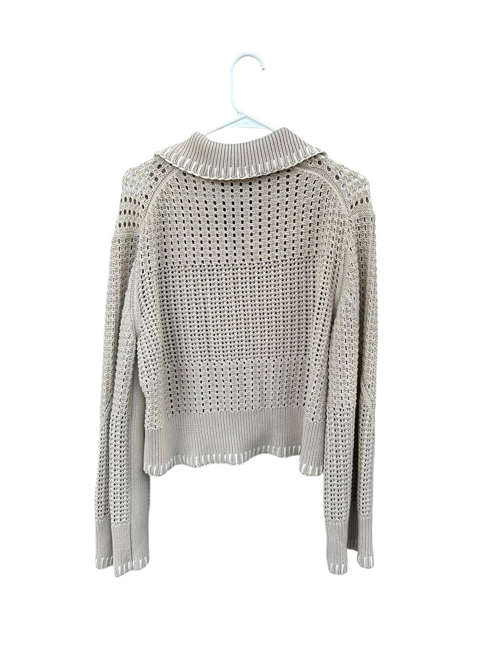 SIMKHAI Beige Crochet Knit Sweater - Size Medium - 100% Cotton - Minimalist - Picture 11 of 11